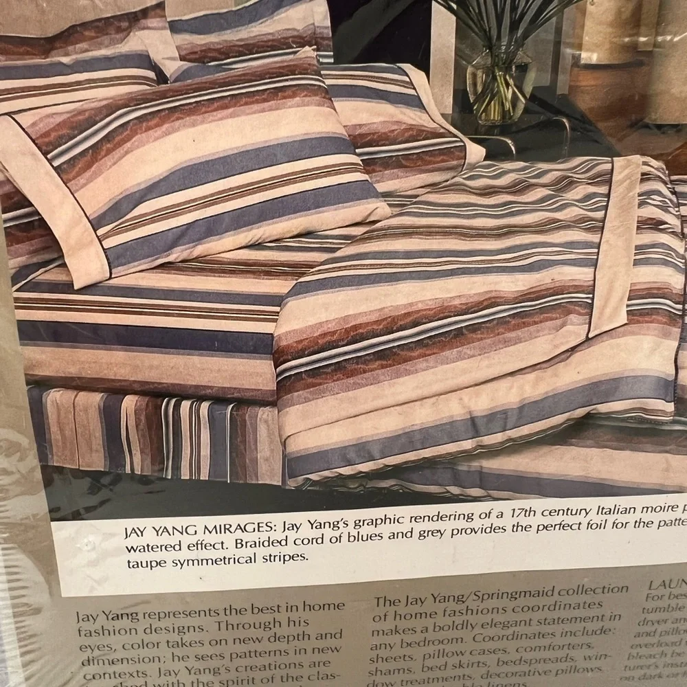 Vintage Springmaid Jay Yang Striped Mirages California King Fitted Sheet